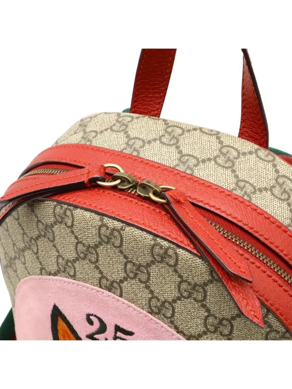 Gucci GG Supreme Bosco Applique Dog Backpack Leather Beige